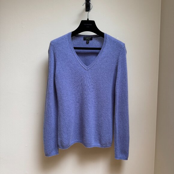 CHARTER CLUB Luxury 2-Ply CASHMERE V-Neck Sweater – Purplish Blue S - Picture 1 of 7